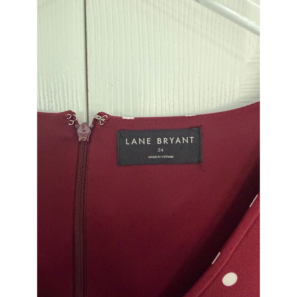 Lane Bryant Lena V-Neck Level-Hem Midi Dress Burgundy Tie Waist Pockets - Picture 4 of 8